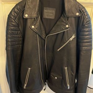 Men’s black leather moto jacket Allsaints XL